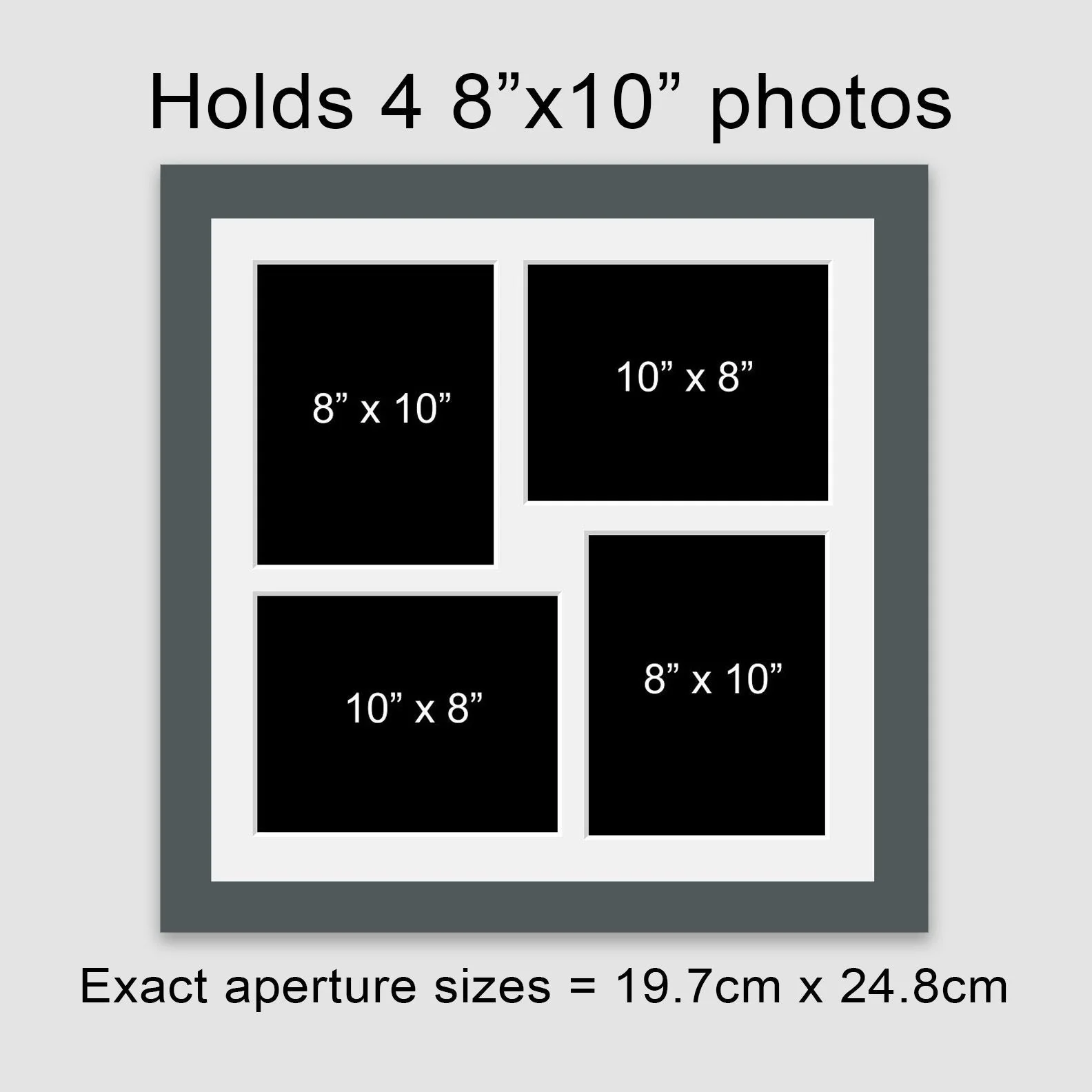 Multi Photo Frame Holds 4 8" x 10" Photos in a Grey Wood Frame