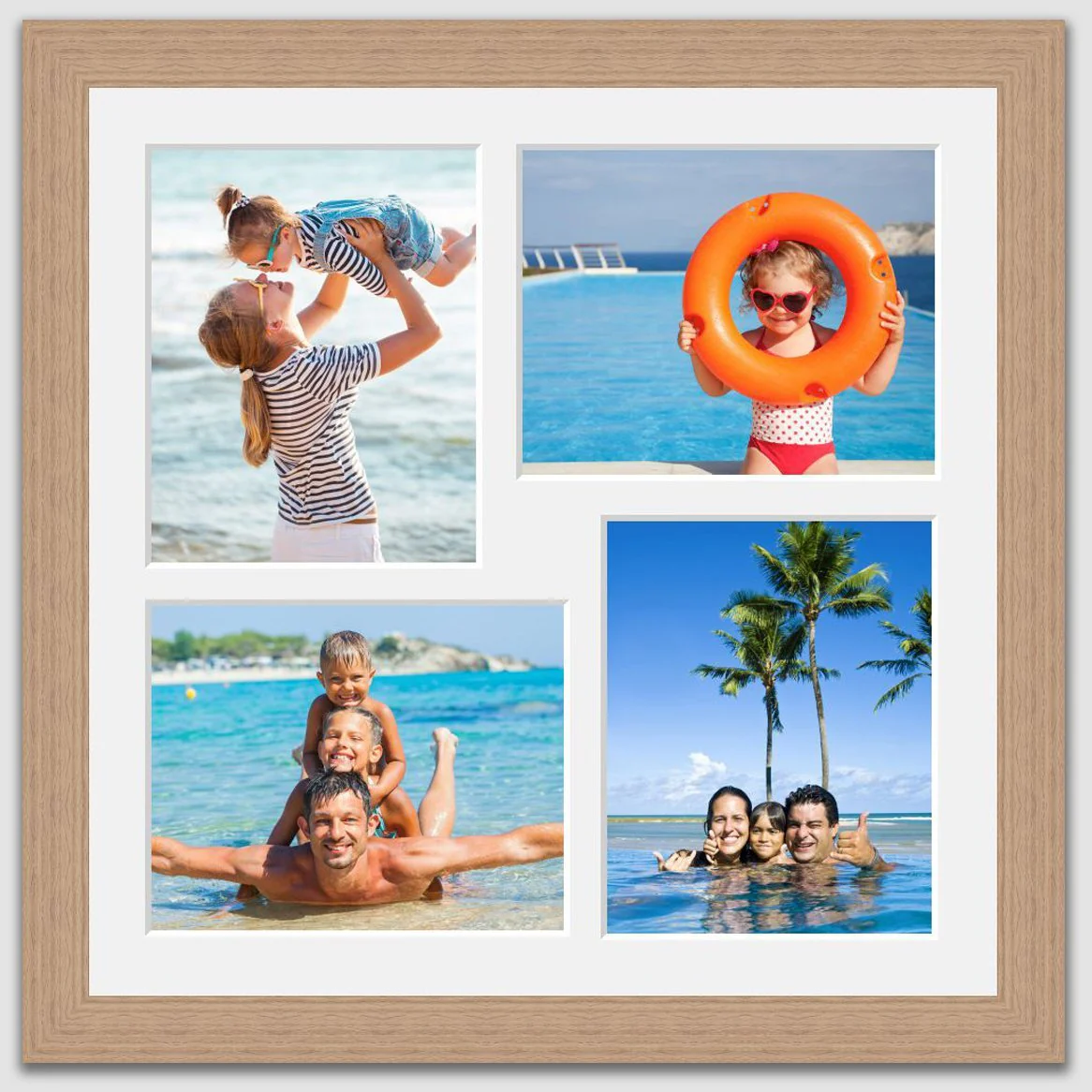 Multi Photo Frame Holds 4 8" x 10" Photos in an Oak Veneer Frame - Image 3
