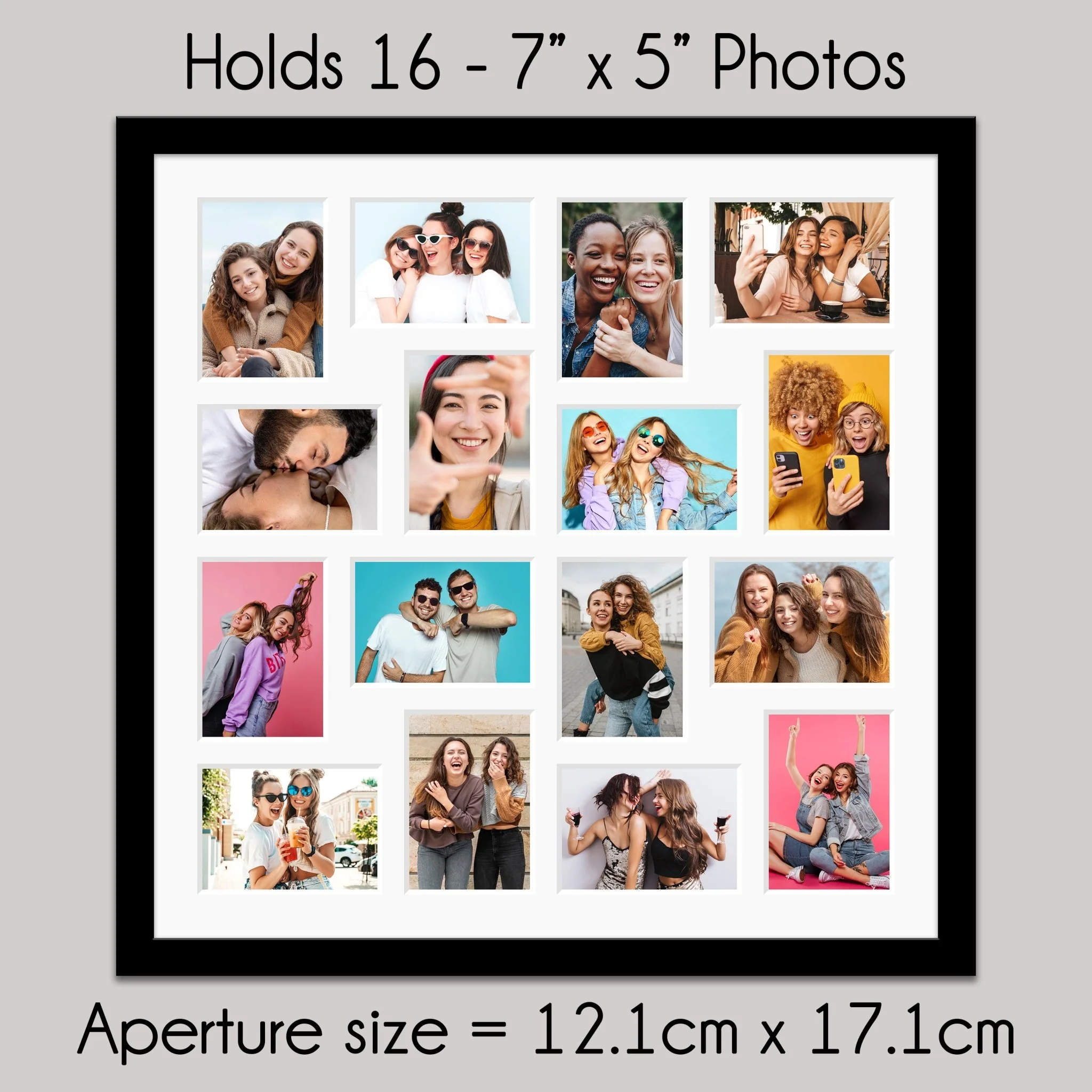 Multi Photo Frame to Hold 16 - 7"x5" Photos | Black Wood Frame - Image 4