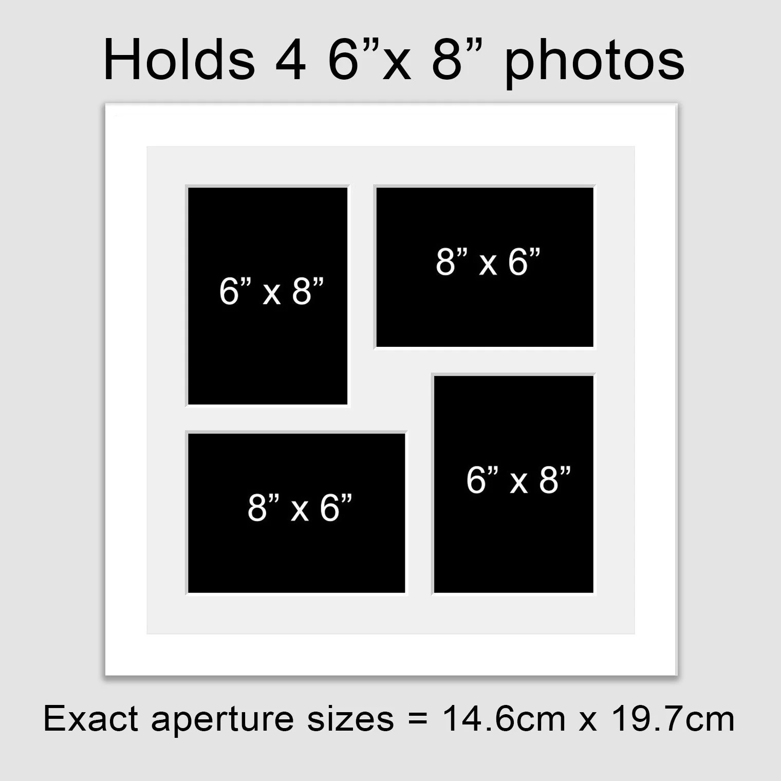 Multi Photo Frame Holds 4 6"x8" Photos in a White Wood Frame