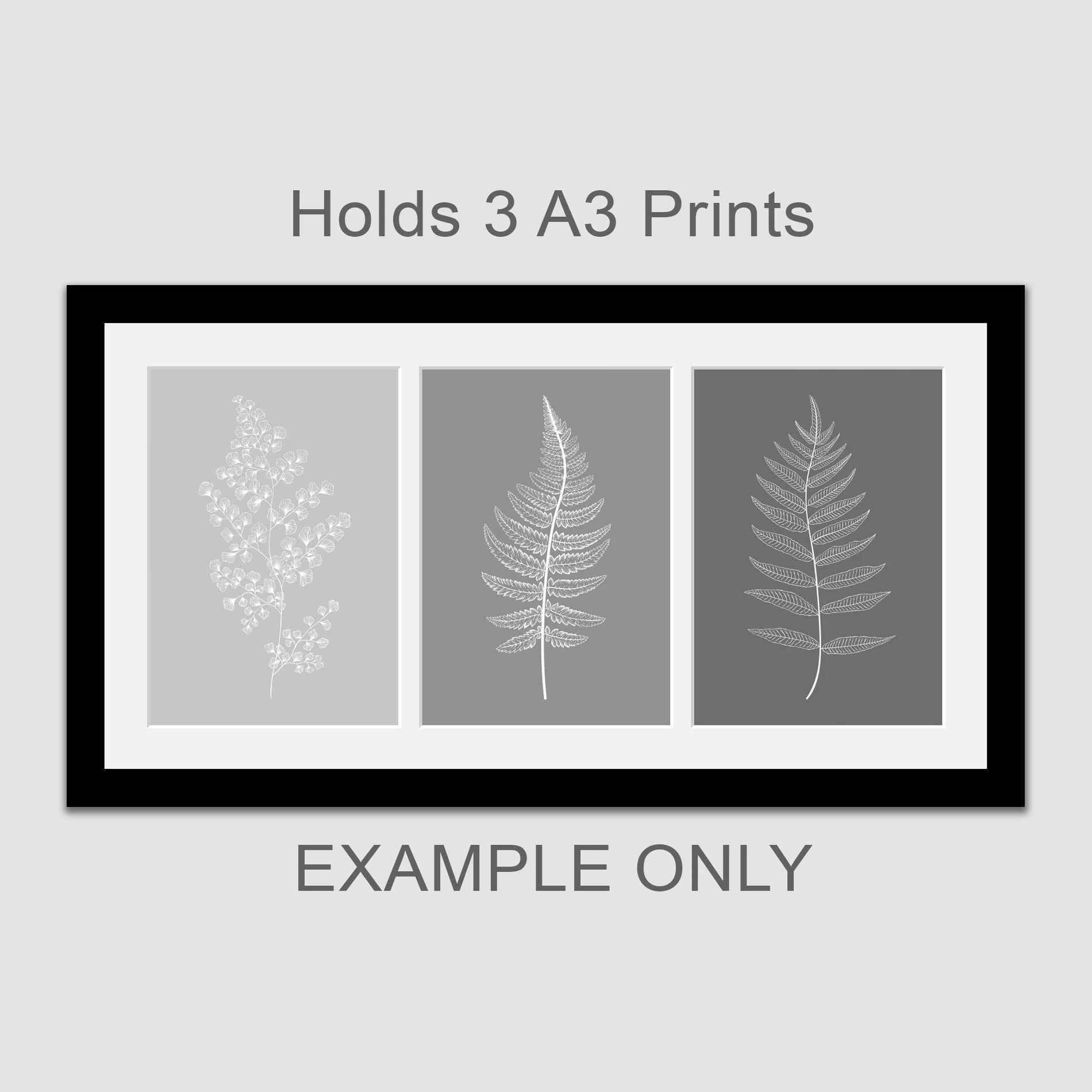 Picture Frame for 3 A3 prints or photos in a Black Wooden Frame - Image 4