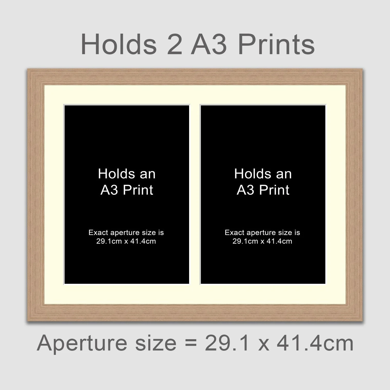 Picture Frame holds 2 A3 prints or photos in an Oak Veneer Wood Frame - Image 3