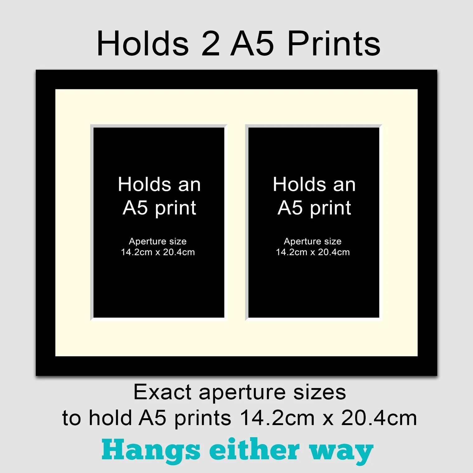 Picture Frame to hold 2 A5 prints or photos in a Black Wood Frame - Image 3