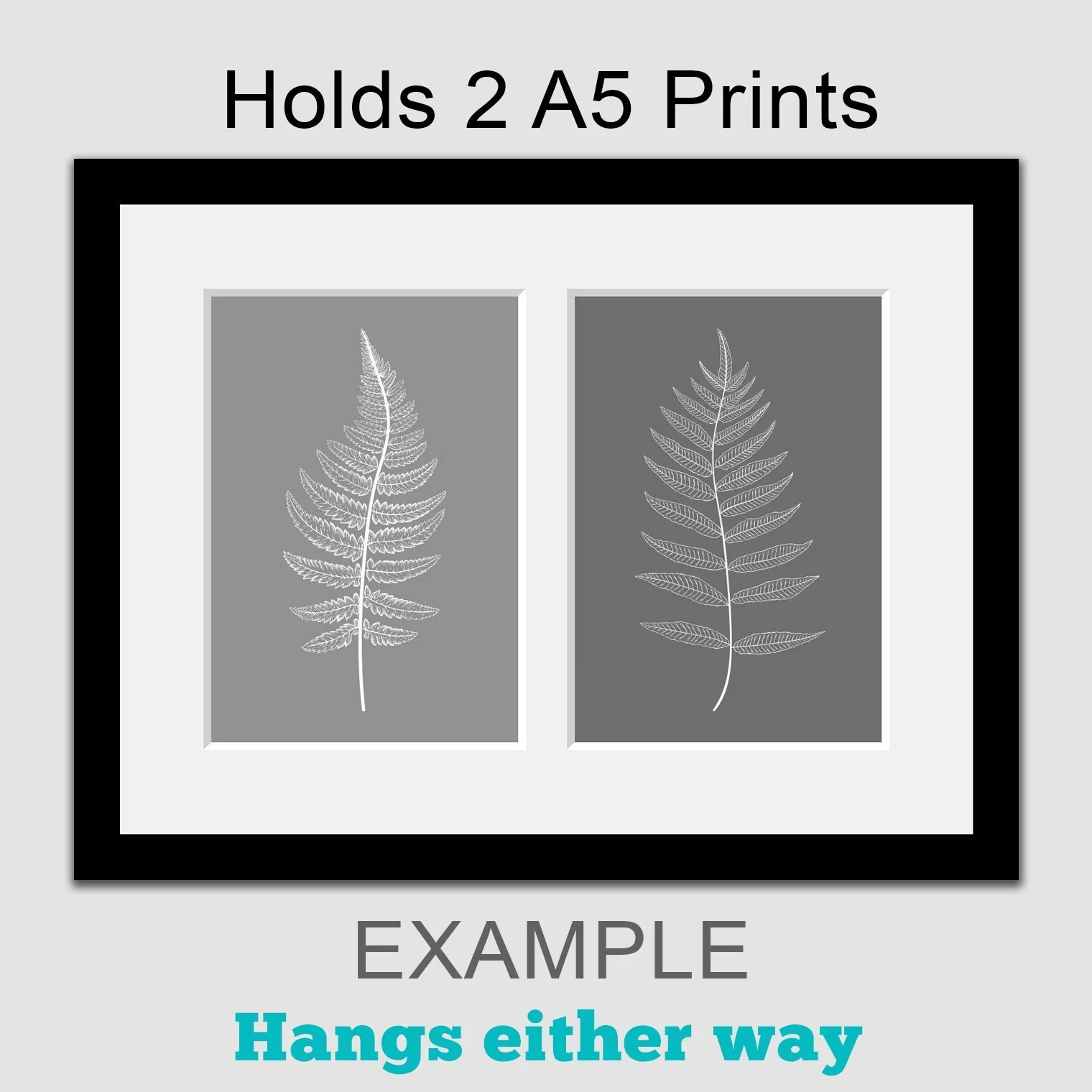 Picture Frame to hold 2 A5 prints or photos in a Black Wood Frame - Image 4