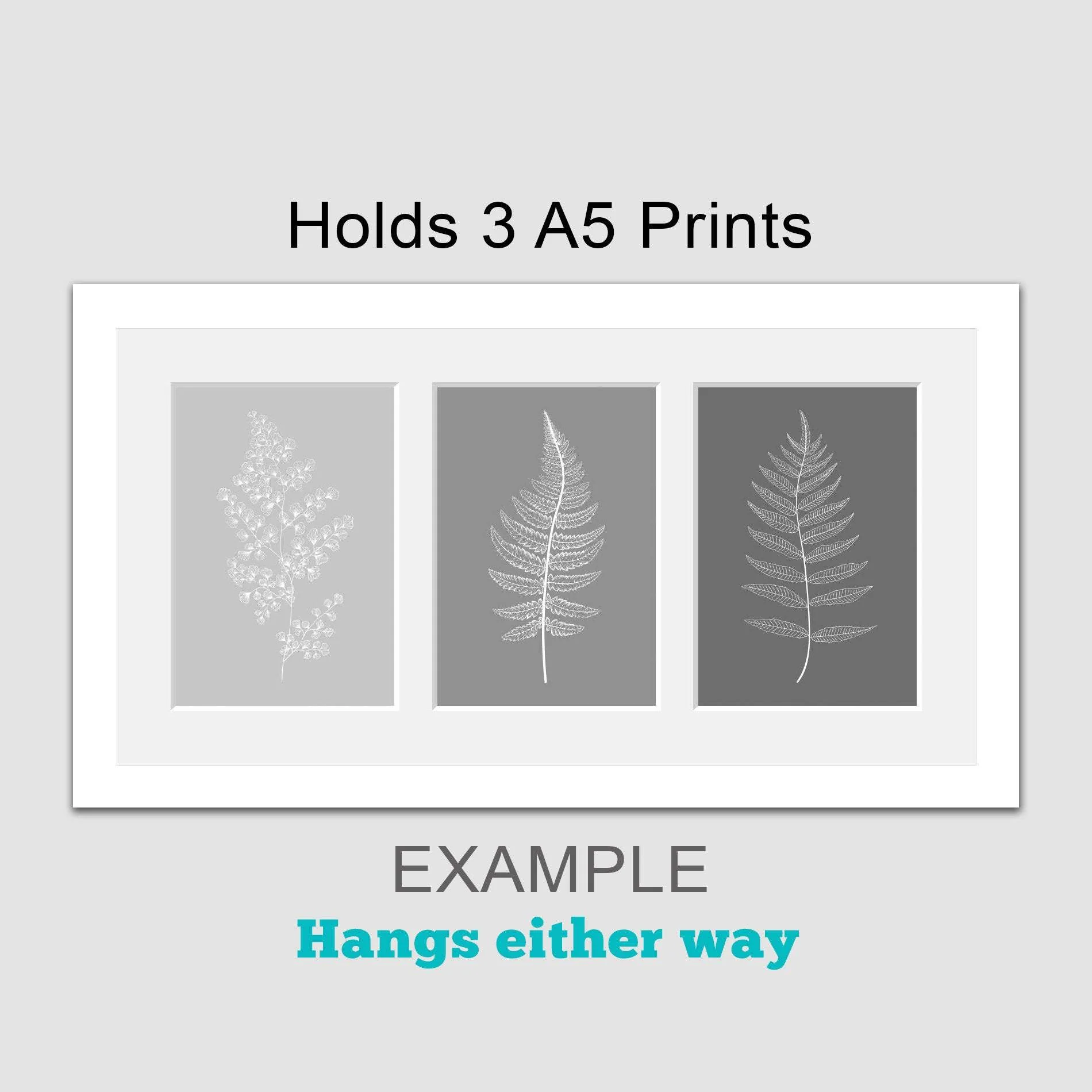 Picture Frame to hold 3 A5 prints or photos in a White Wood Frame - Image 4