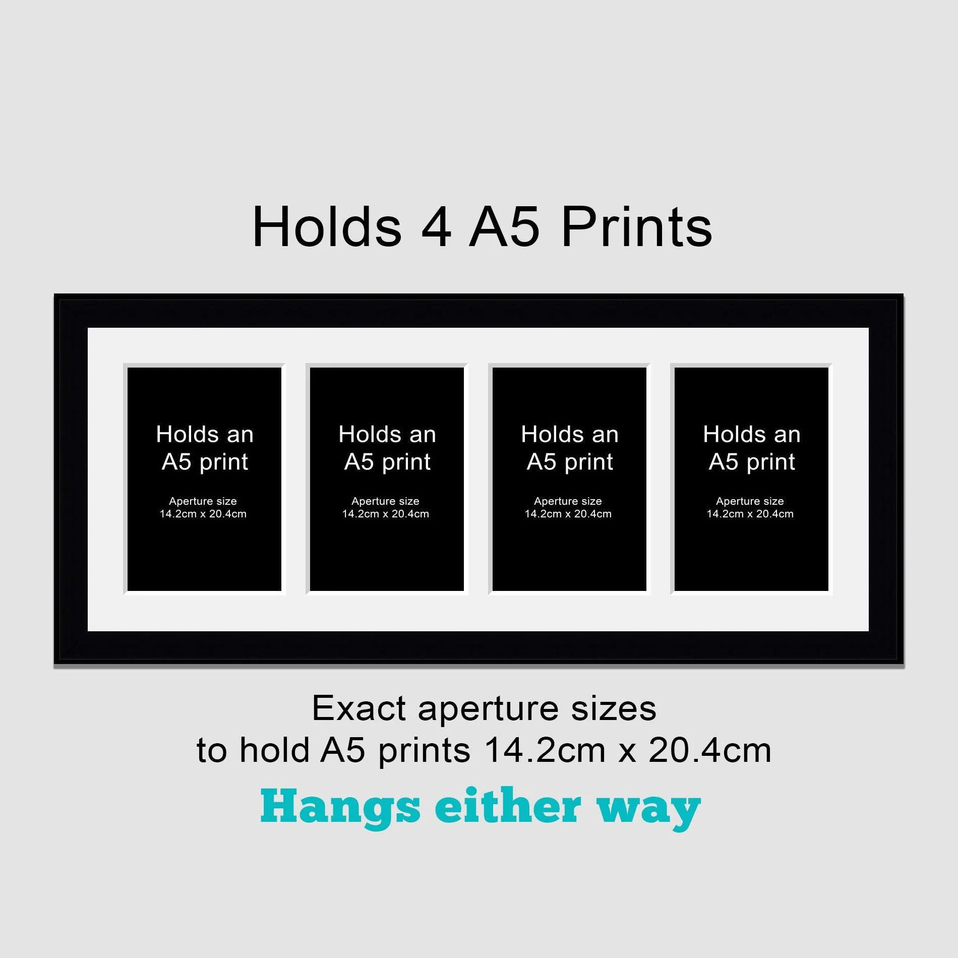 Picture Frame to hold 4 A5 prints or photos in a Black Wood Frame - Image 2