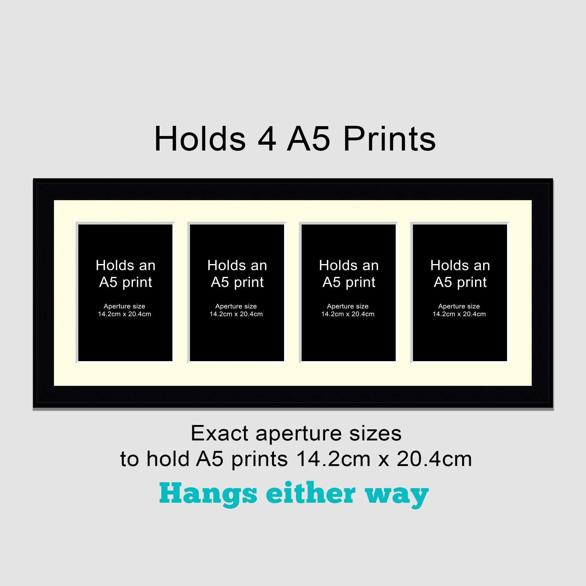 Picture Frame to hold 4 A5 prints or photos in a Black Wood Frame - Image 3