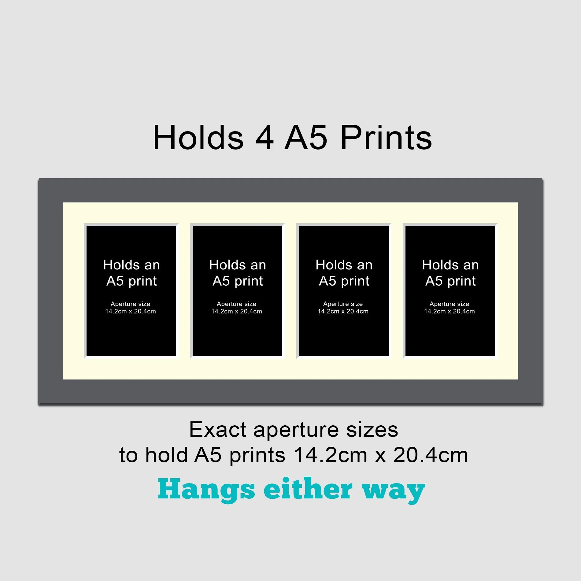 Picture Frame to hold 4 A5 prints or photos in a Grey Wood Frame - Image 3