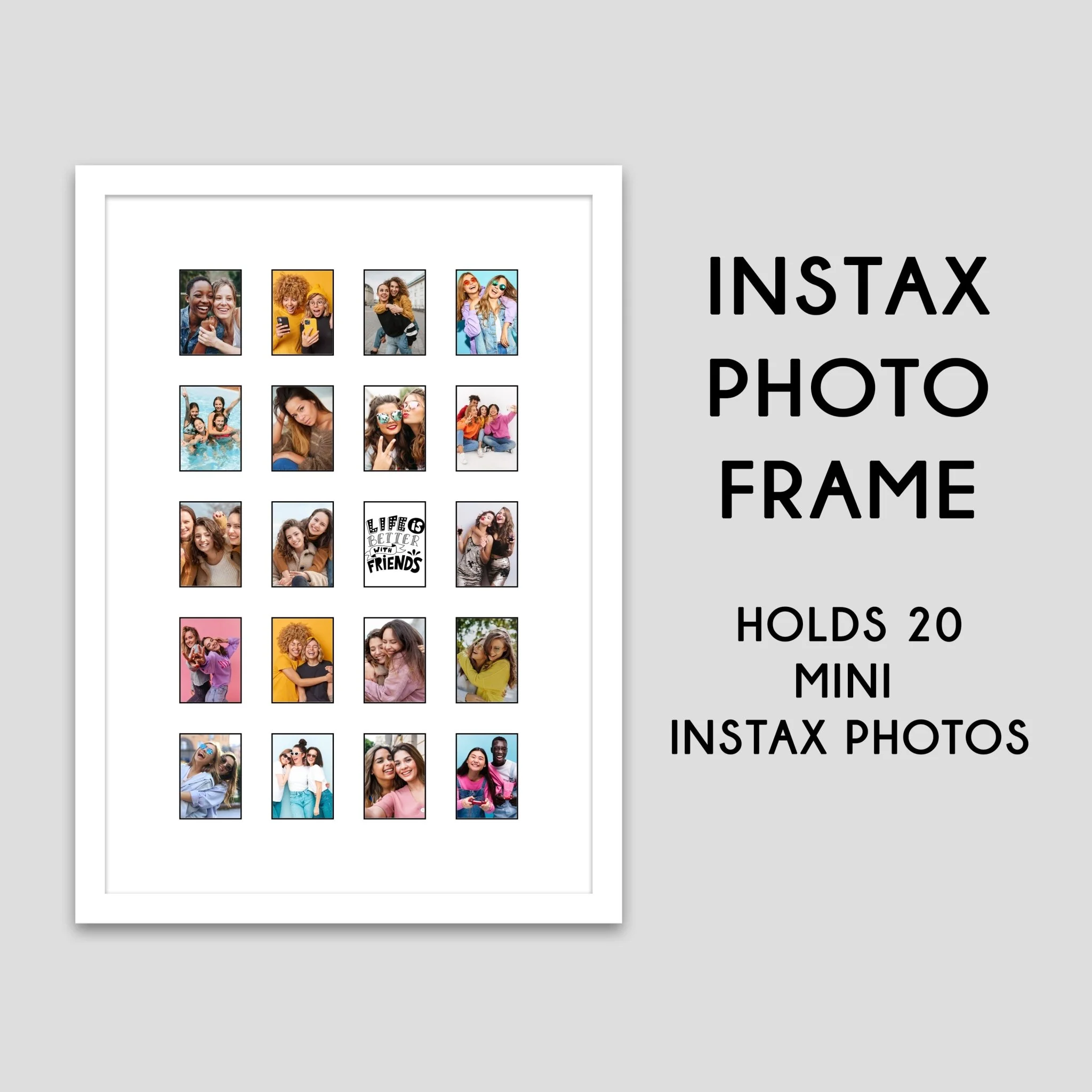 Instax Photo Frame for 20 Mini Photos - White Frame with White Mount with Black Core - Image 3