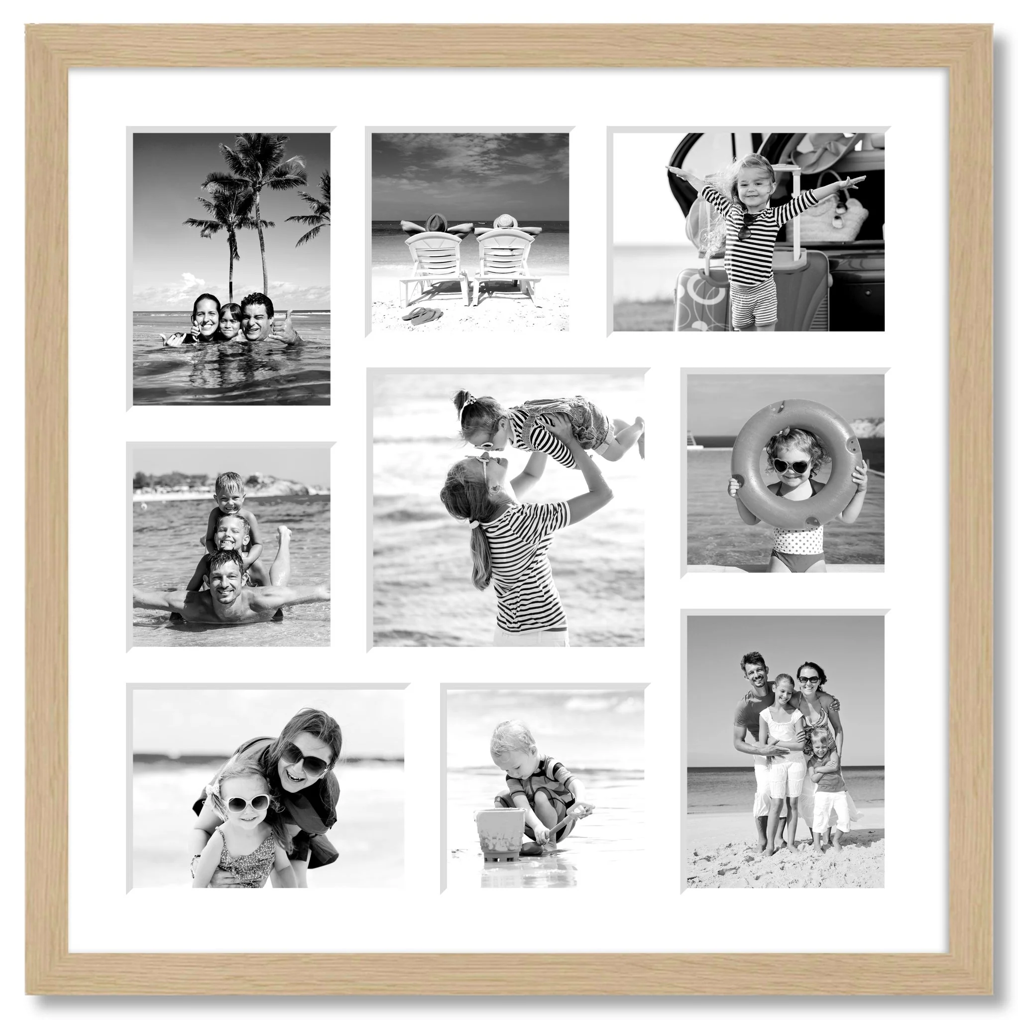 Large Multi Aperture Photo Frame Holds 9 Photos | Oak Veneer Frame - Image 3