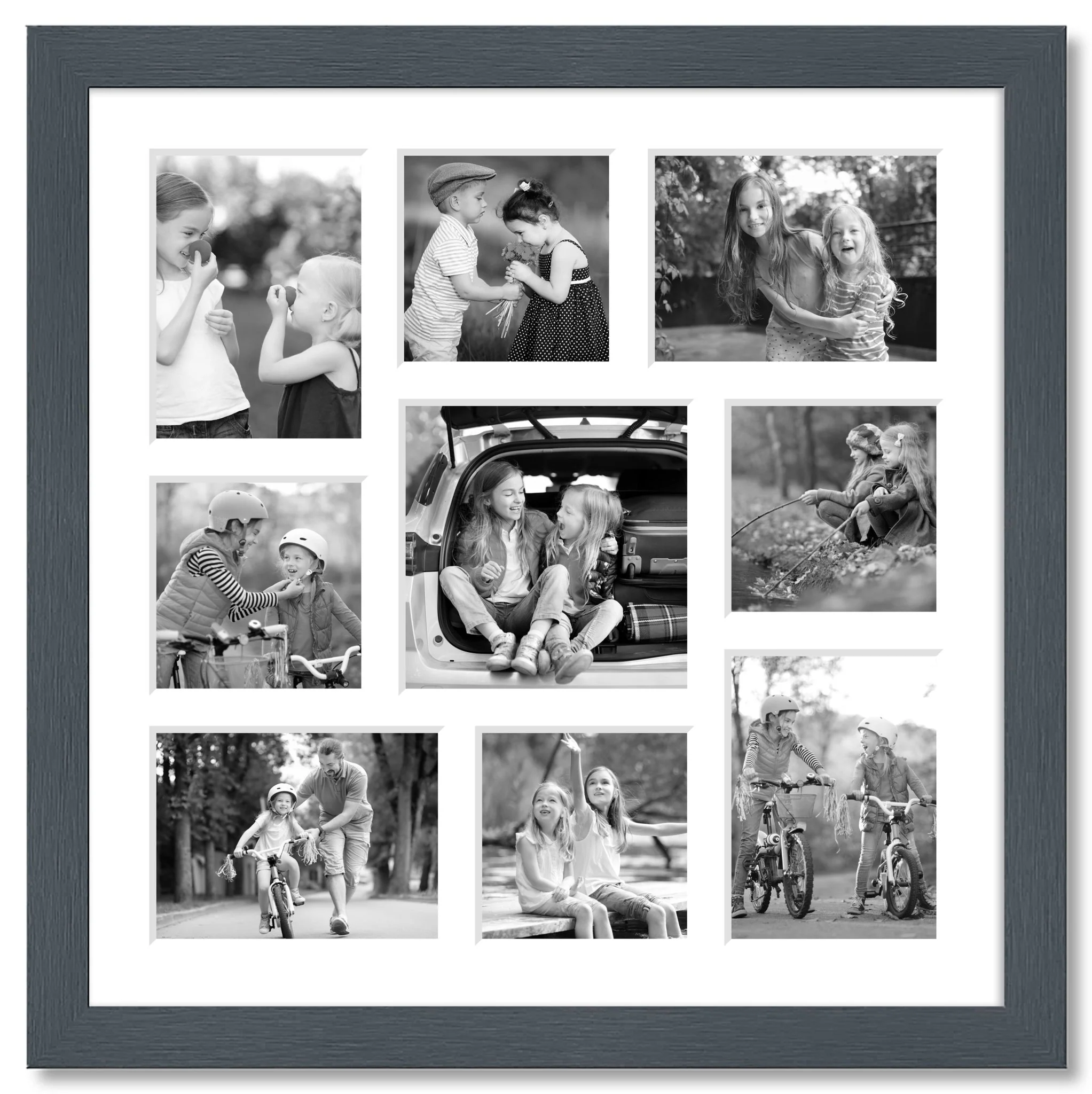 Large Multi Aperture Photo Frame Holds 9 Photos | Grey Frame - Image 4