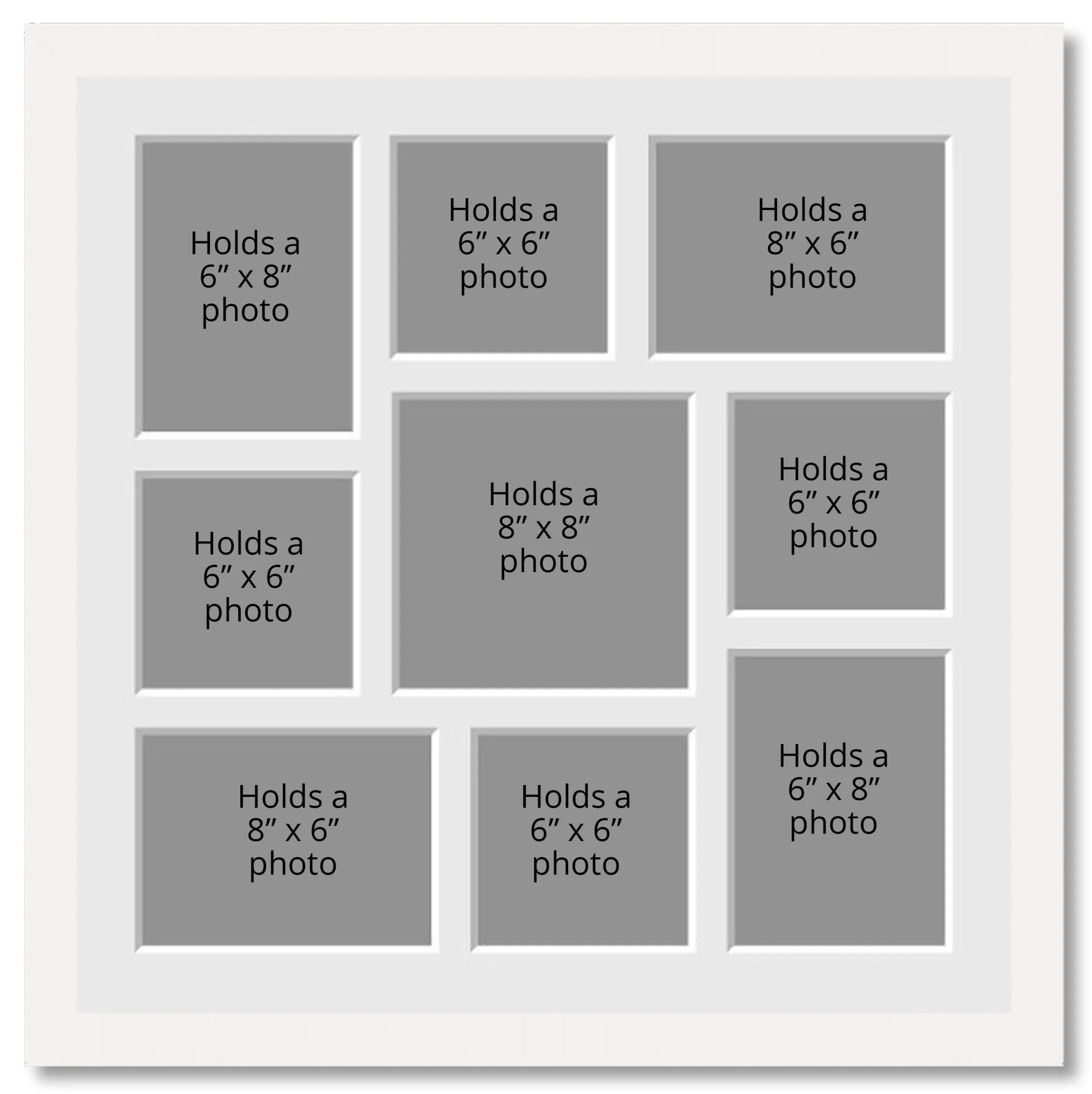 Large Multi Aperture Photo Frame Holds 9 Photos | White Frame