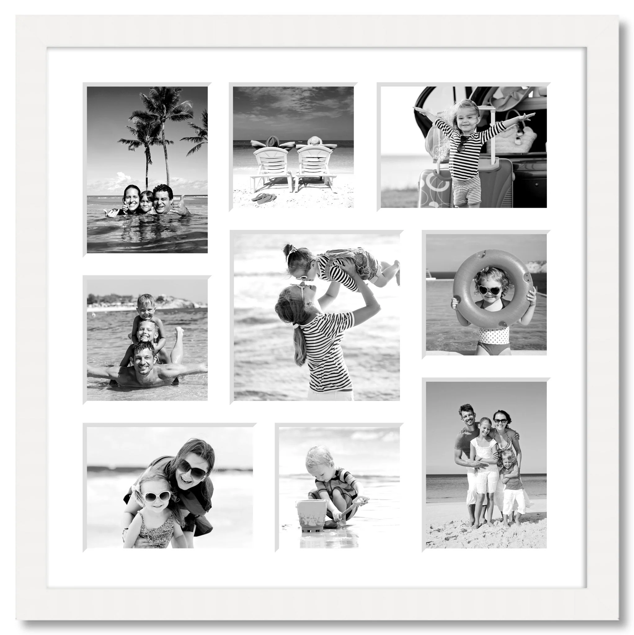 Large Multi Aperture Photo Frame Holds 9 Photos | White Frame - Image 3