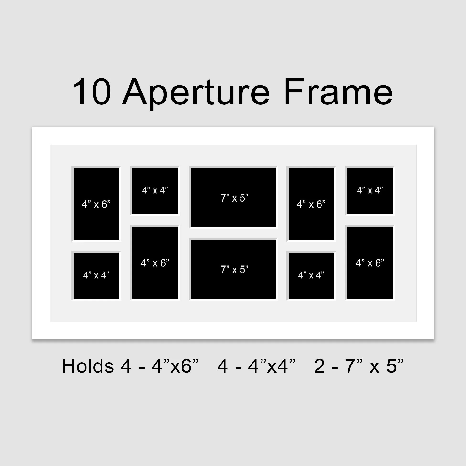 Large Multi Photo Picture Frame Holds 10 photos in a White Wooden Frame