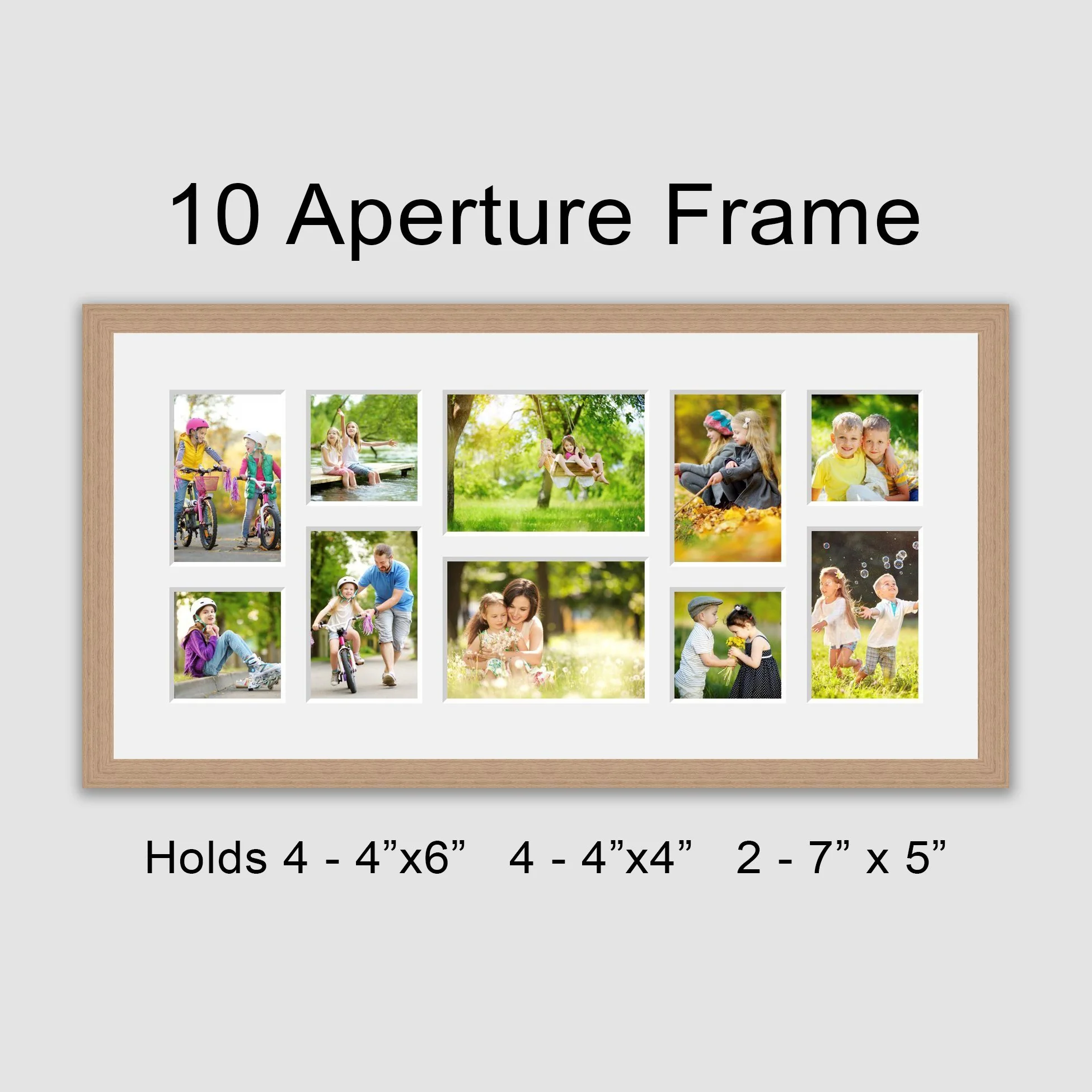 Large Multi Photo Picture Frame Holds 10 photos in an Oak Veneer Wooden Frame - Image 3