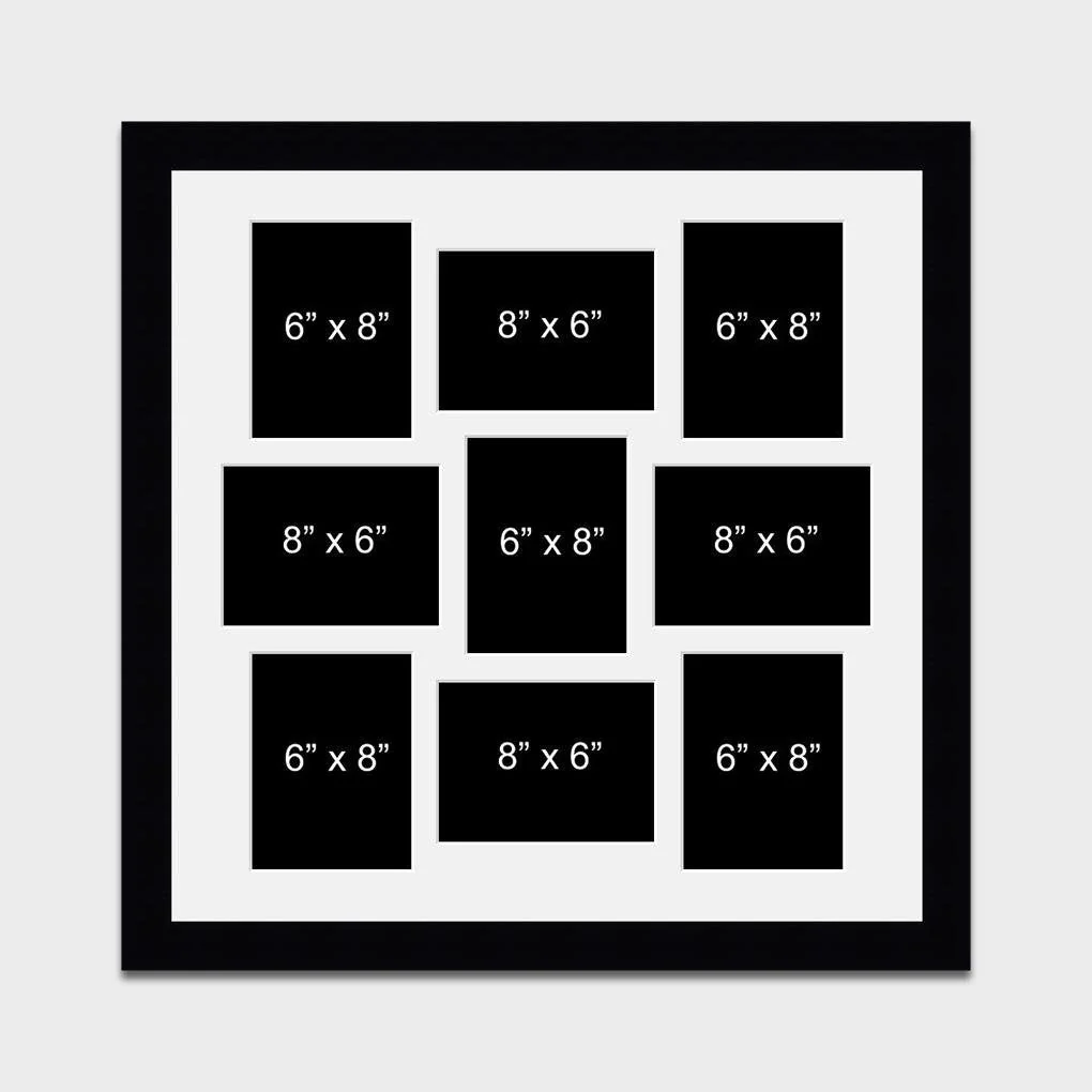 Large Multi Photo Picture Frame Holds 9 Photos | Black Frame