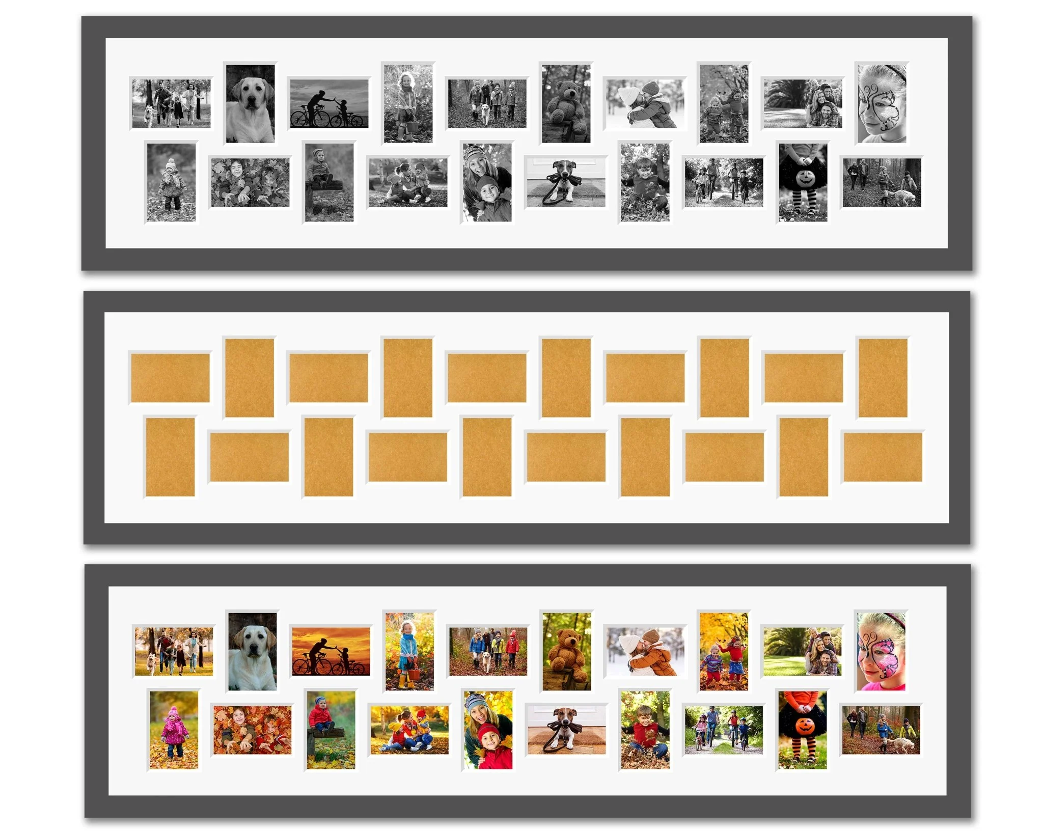 Large Panoramic Multi Photo Picture Frame - Holds 20 photos in a Grey Frame - Image 3