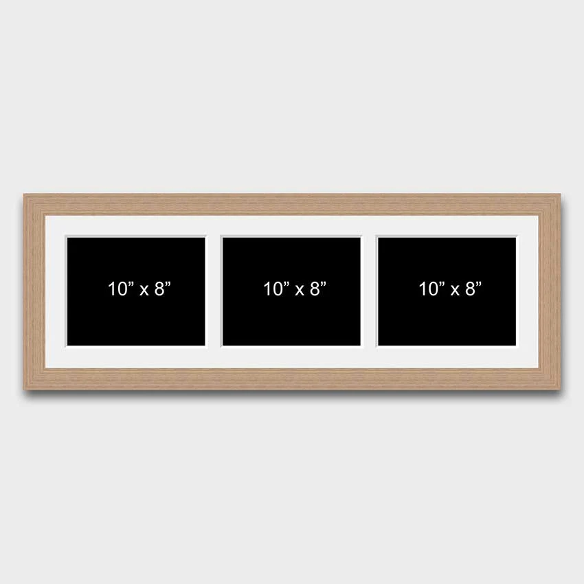 Multi Photo Picture Frame to Hold 3 10"x8" Photos in an Oak Veneer Frame
