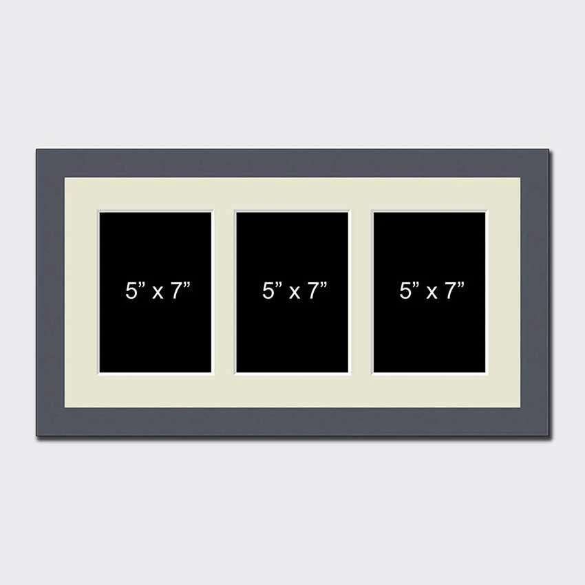 Multi Photo Picture Frame to hold 3 5"x7" Photos in a Grey Wood Frame - Image 2