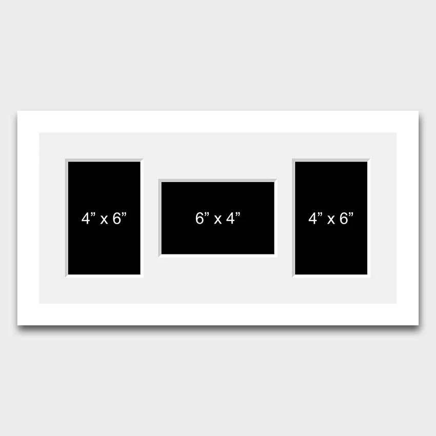 Multi Photo Frame to hold 3 4" x 6" Mixed Photos in a white frame