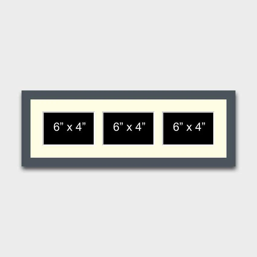 Multi Photo Frame to hold 3 6" x 4" Photos in a Grey Wood Frame - Image 2