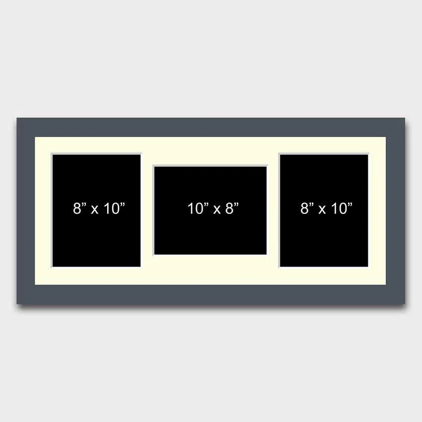 Multi Photo Picture Frame to Hold 3 8x10 Photos in a Dark Grey Wood Frame - Image 2