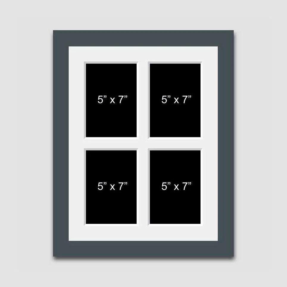 Multi Photo Picture Frame Holds 4 5" x 7" Photos in a Dark Grey Frame