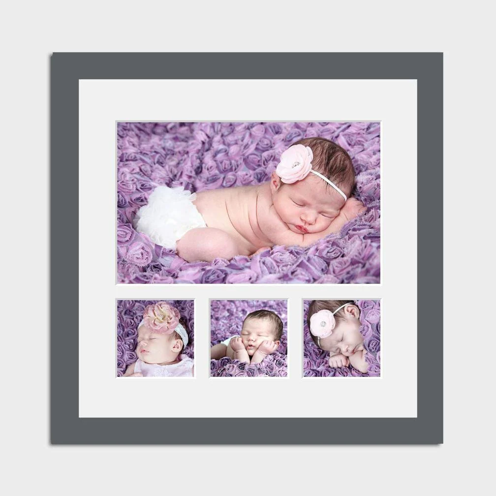 Multi Photo Picture Frame | Holds 1 16"x10" and  5x5 Photos in a Dark Grey Frame - Image 3