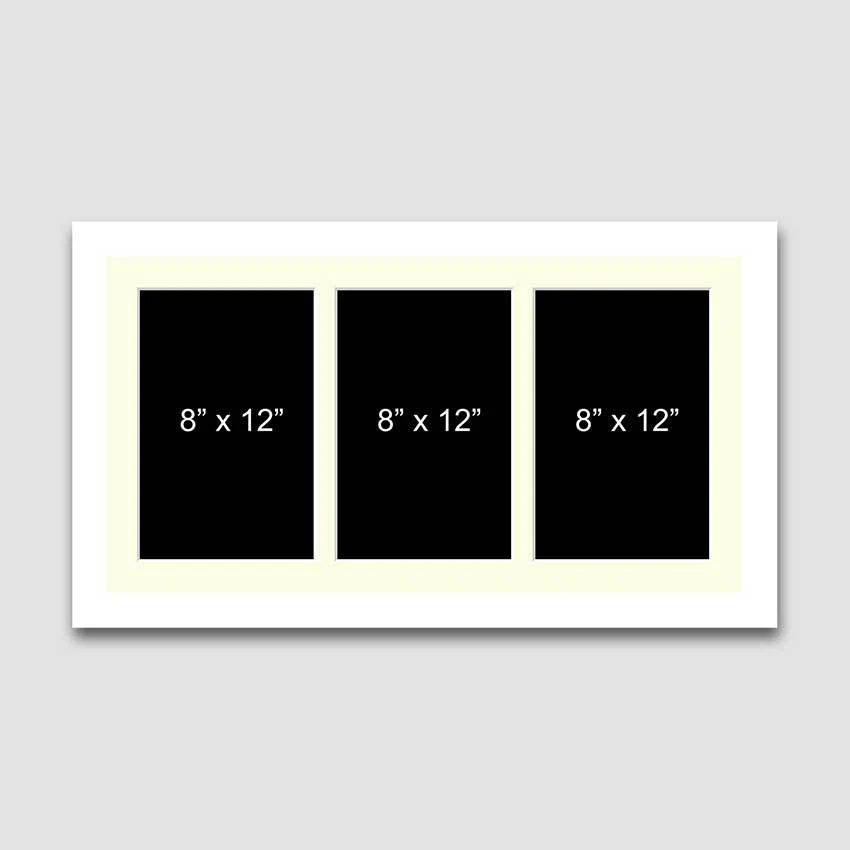 Multi Photo Picture Frame to Hold 3 8"x12" photos in a White Frame - Image 2