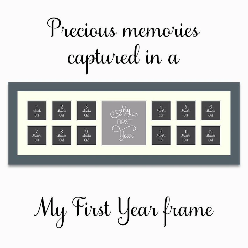 My First Year Multi Photo Picture Frame in a 40mm Dark Grey Frame - Image 2