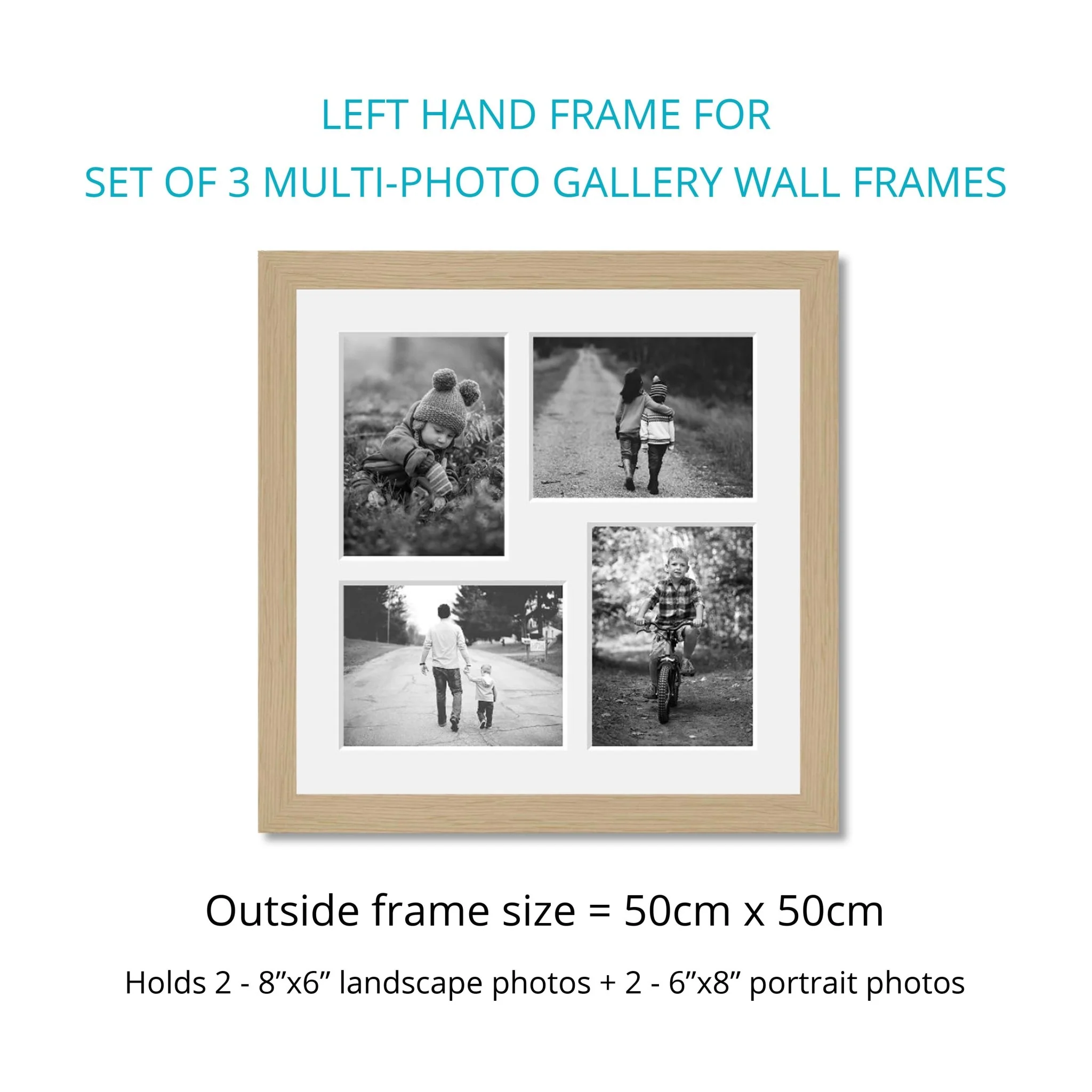 Photo Collage Frames - Set of 3 Multi Photo Frames in Oak Veneer - Image 5