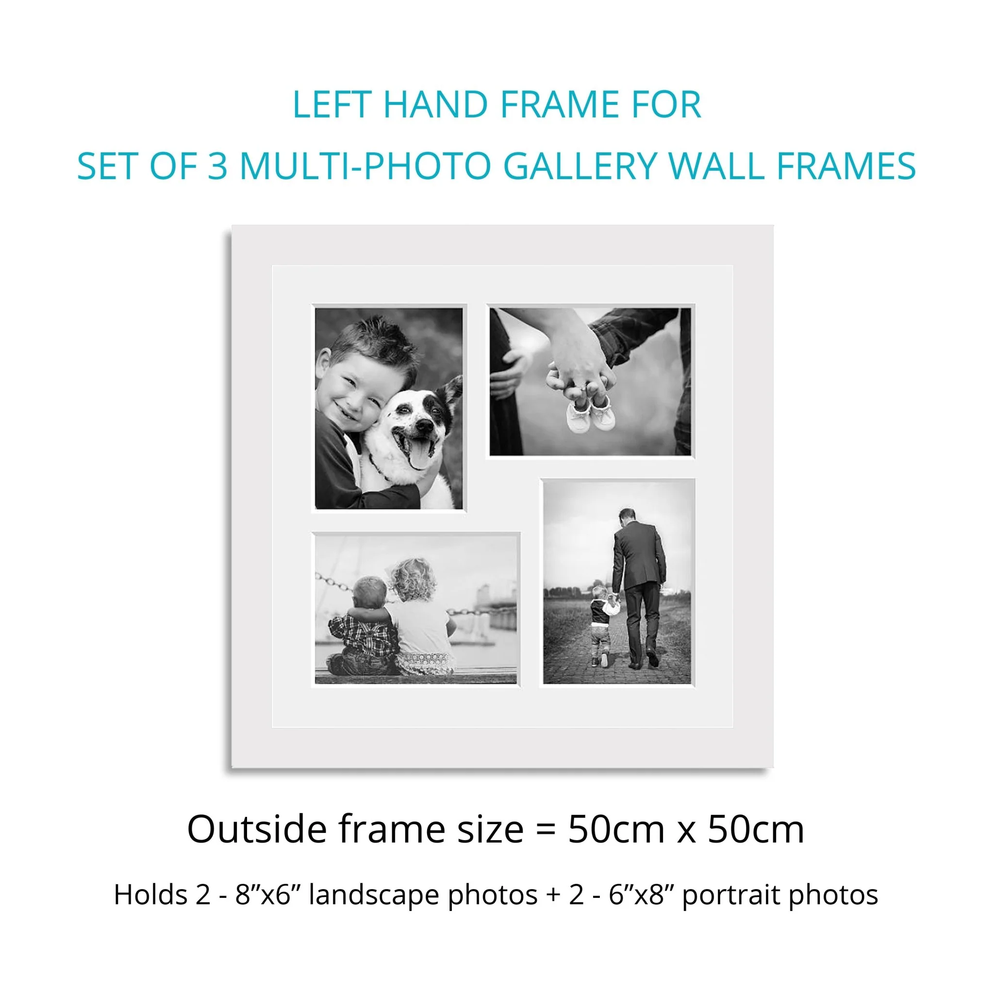 Photo Collage Frames - Set of 3 Multi Photo Frames in White Wood - Image 6